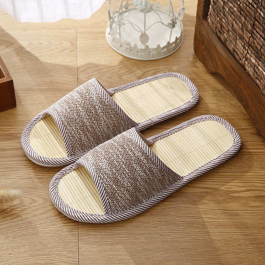 Autumn Men Home Hemp Slippers Bamboo Insole Slides For Man Fashion Indoor Large Size Couple Floor Shoes House Slippers