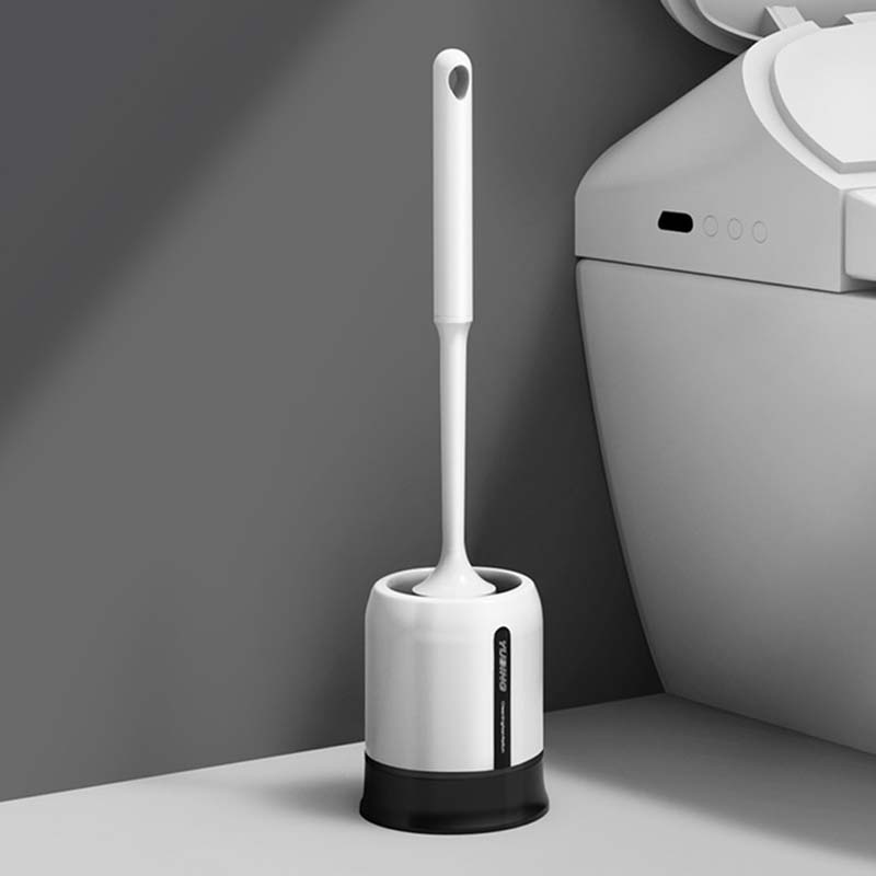 Toilet Brush Soft Bristle Wall-mounted Bathroom Toilet Brush Holder Set Clean Tool Durable ThermoPlastic Rubber