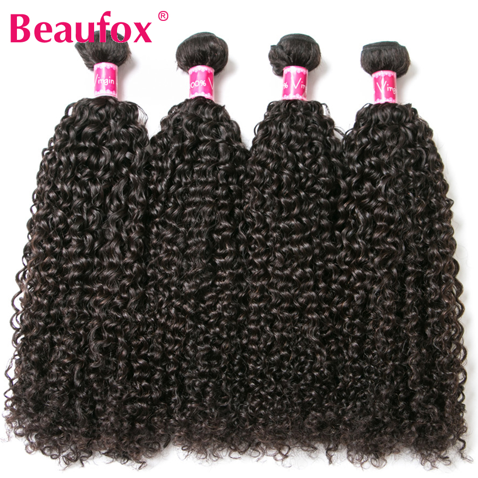 Beaufox 1/3/4 Kinky Curly Hair Bundles Brazilian Hair Weave Bundles Remy Curly Human Hair Bundles 8-30 Inches Hair Extensions