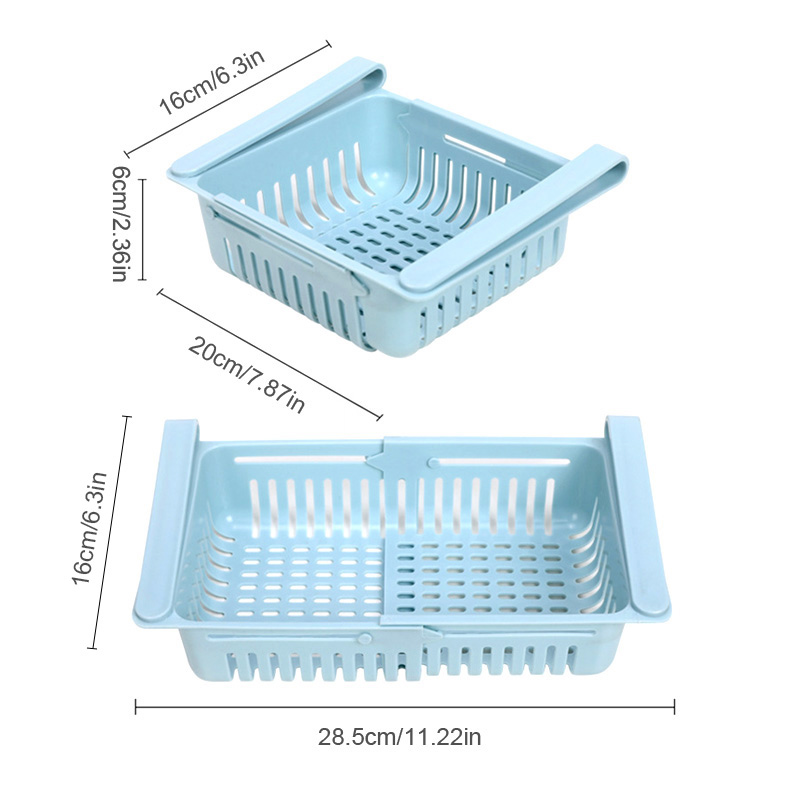 2Pcs Refrigerator Organizer Drawer Kitchen Fruit Vegetable Firdget Organizer Drawer Plastic Fridge Storage Baskets Organizador