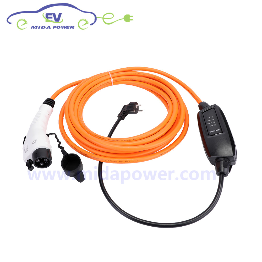 DUOSIDA Type 1 J1772 Plug EVSE 5M 10Meter 16Amp Level 2 EV Charger With EU Schuko