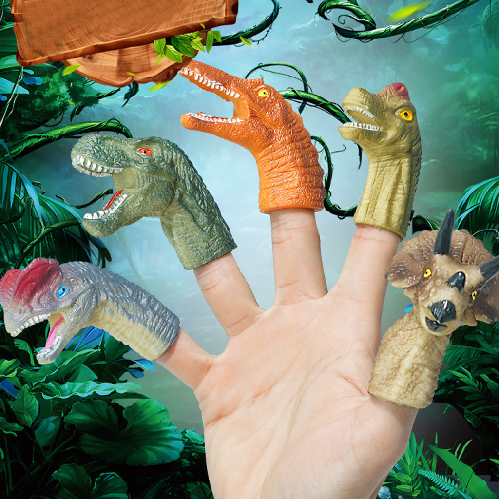 5PCS Fun Little Toys Dinosaur Head Finger Puppets Party Favors Finger Kids Educational Hand Toy акула марионетка