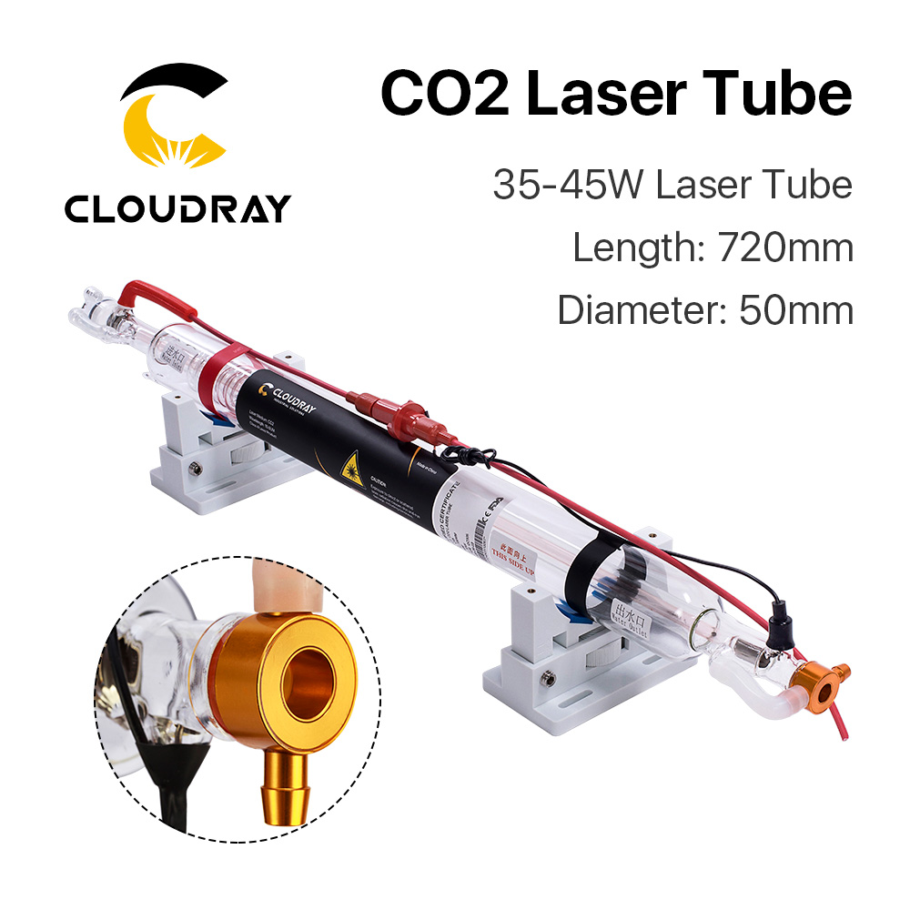 Cloudray 40W Co2 Laser Upgraded Metal Head Tube 700MM Glass Pipe Lamp for CO2 Laser Engraving Cutting Machine