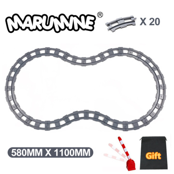 Marumine Building Duplo Train 20PCS Big Blocks Parts Staight Curved Railway Track Crossover DIY Educational Bricks Toys For Kids
