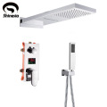 Shinesia Chrome Waterfall Bathroom Shower Faucet Hand Shower Temperature Digital Display Screen Cold and Hot Water Mixer