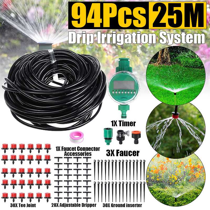 Automatic Micro Drip Irrigation System With Ball Valve Water Timer Sprinkler Controller Home Garden Smart Plant Watering Kit