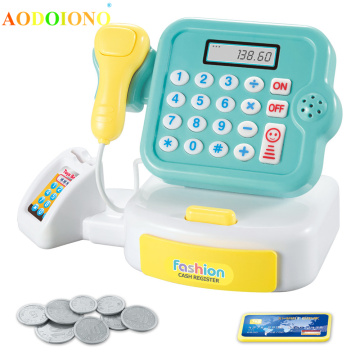 Educational Cash Register Toy DIY Interaction Supermarket Light Sound Simulation Gifts Boys Girls Pretend Play Kids Children