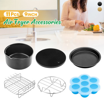 NEW 11pcs 9 Inch Air Fryer Accessories for Air fryer 5.3-6.8QT Baking Basket Pizza Plate Grill Pot Pan Kitchen Cooking Tools
