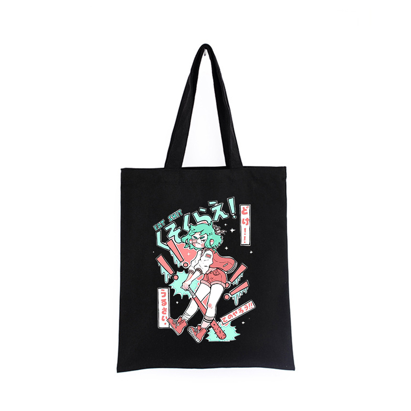 Gothic bear canvas bag casual fashion vintage punk hip-hop handbag Ulzzang fun Japanese cartoon Harajuku shoulder bags