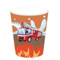 8pcs/set Fireman theme party cups Fire Truck paper cups kids happy birthday party decorations Firefighter party supplies