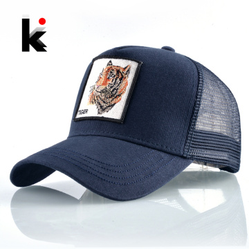 Fashion Baseball Cap Tiger Embroidery Patch Snapback Hats For Men Women Breathable Mesh Trucker Bone Unisex Hip Hop Casquette