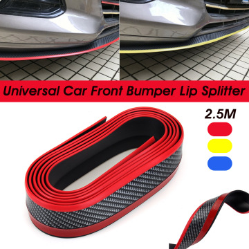 2.5m Car Front Bumper Lip Splitter Chin Spoiler Skirt Rubber Protector Body Kit Carbon Fiber Blue/Red/Gold
