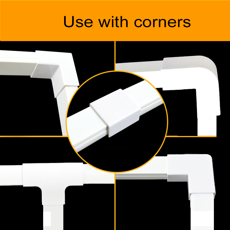 2 Pcs 50cm Self-adhesive Cable Assemblies Wiring Harness Raceway wall Wire Duct Cable Cover 20*10mm with 1pcs corner