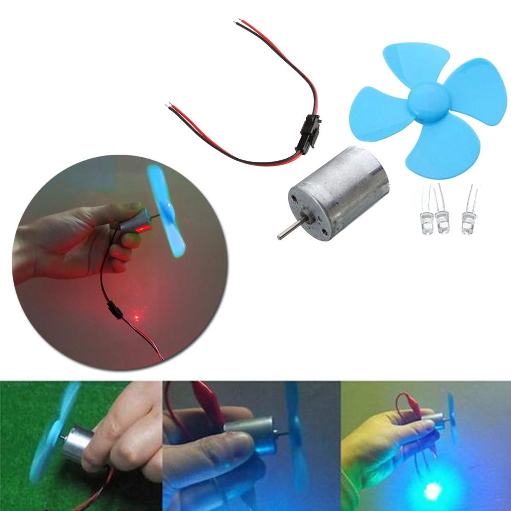 DIY Kits 6-9V Wind Turbine Micro Motor/ Mini Blue Leaf Paddle/ Diodes/ Cables
