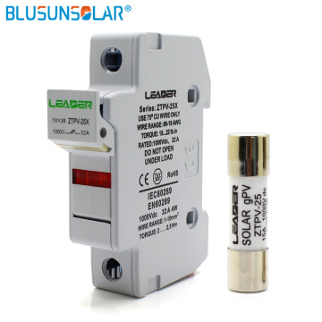 PV Solar 10a 12a 15a 20a 30a Fuse 1000V DC Fusible 10x38 gPV, with LED Fuse Holder for Solar System Protection