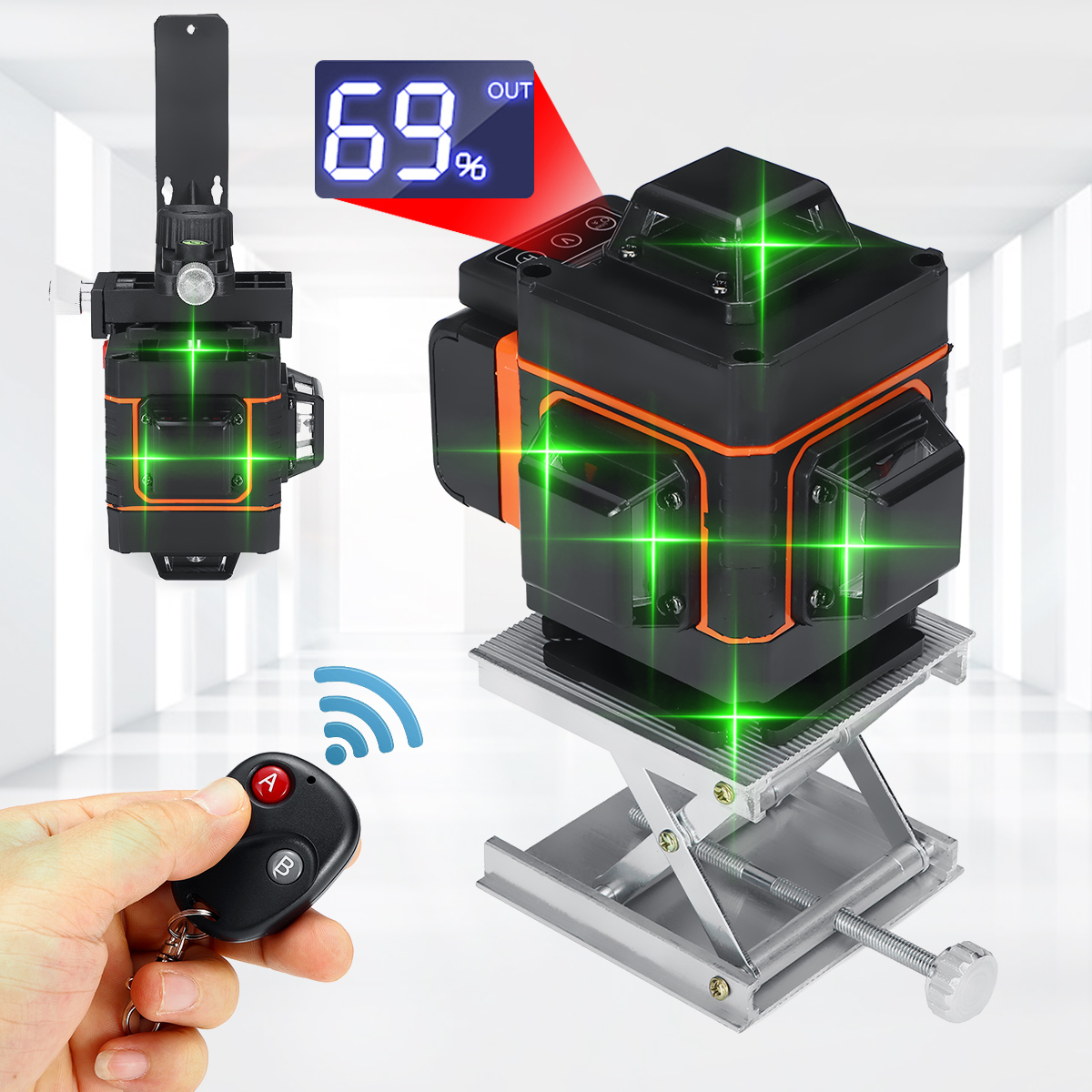 16/12 Lines Laser Level Levels Auto Self Leveling 360 Rotary Measure Horizontal Vertical Cross LED Display Powerful Green Laser