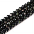 1Strand/lot Natural Genuine Flash Rainbow Obsidian Stone Round Loose Beads 4/5/6/8/10/12/14mm Pick Size for DIY Jewelry Making