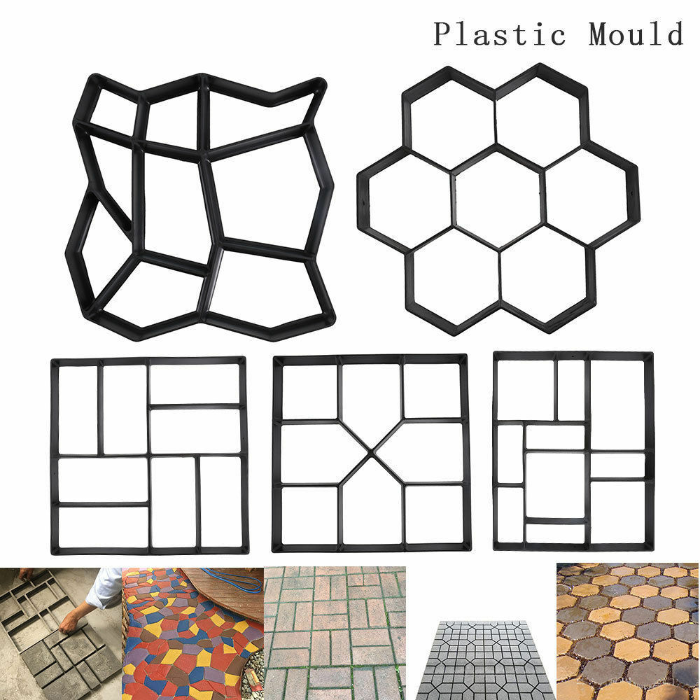 5 Sizes Plastic Mold Path Mould For Road Driveway Paving Brick Patio Concrete Slabs Paving Molds