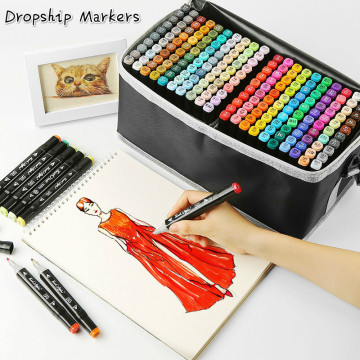 36/48/168/204 Colors Double Art Markers Set Artist Sketch Oily Alcohol Based Markers For Manga School Office Supplies brush pen