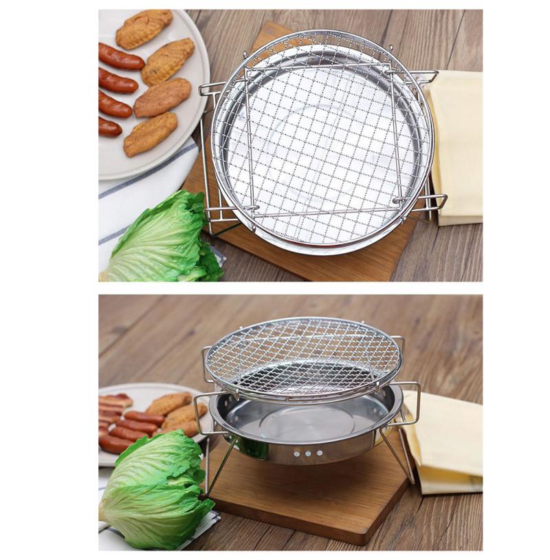 1PCS Foldable BBQ Grills Portable Stainless Steel Round Barbecue Grill Convenient Family 2-3 People BBQ Outdoor Camping Picnic