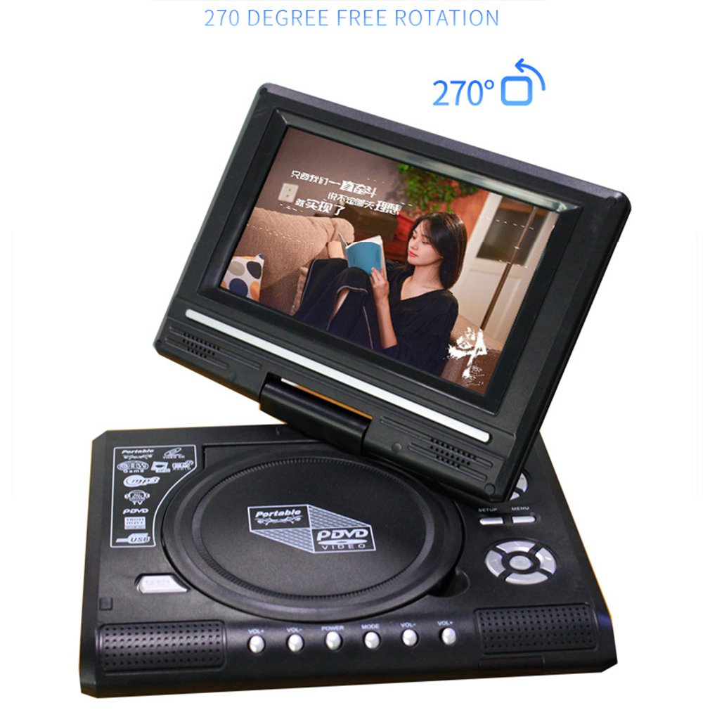 7.8 Inch TV Home Car DVD Player Portable HD VCD CD MP3 HD DVD Player USB SD Cards RCA Portable Cable Game 16:9 Rotate LCD Screen