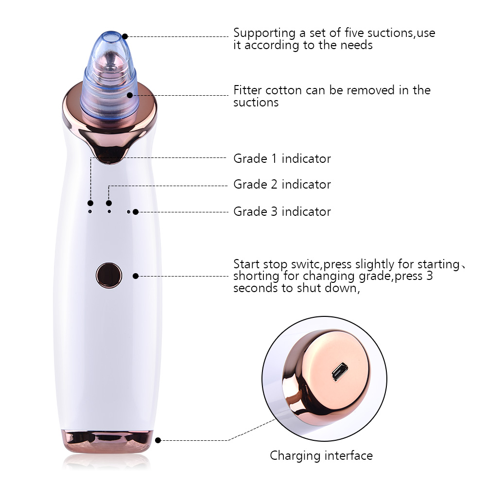 Face Clean Pore Vacuum Blackhead Remover Skin Care Acne Pimple Removal Vacuum Suction Facial Diamond Dermabrasion Tool Machine