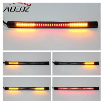 Motorcycle Flexible Strip License Plate Light 95cm Cable Length Tail Brake Stop Turn Signal 3528 SMD 48 LED Red Amber Color