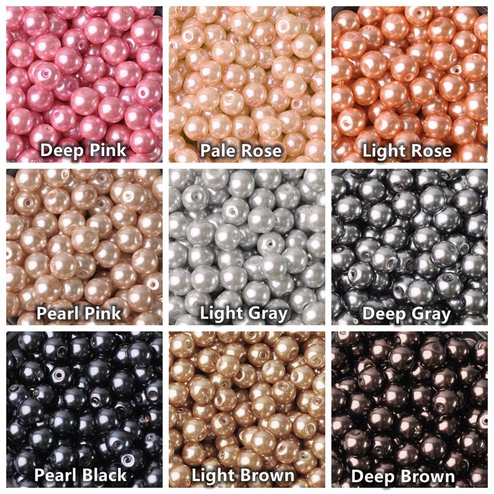 Lot Colors Round Pearl Coated Glass 4mm 6mm 8mm 10mm 12mm 14mm 16mm Loose Spacer Beads for Jewelry Making DIY Crafts