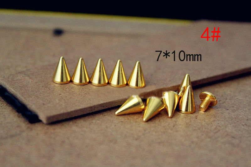 50pcs/Set 7x10mm Silver Cone Studs and Spikes for Clothes Screwback DIY Craft Cool Punk Garment Rivets for Leather /Bag/Shoes