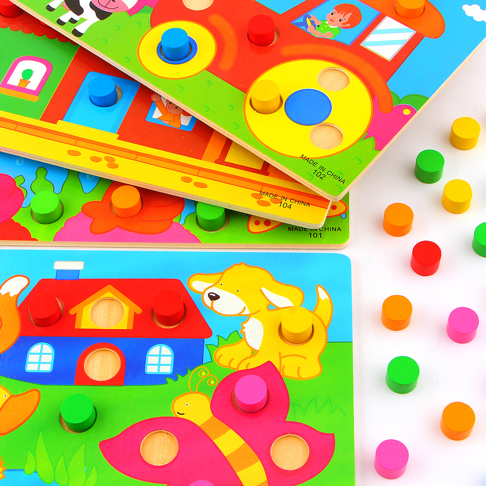 Montessori Educational Toys Color Cognition Board For Children Wooden Toy Jigsaw Early Learning Color Match Game Brinquedos