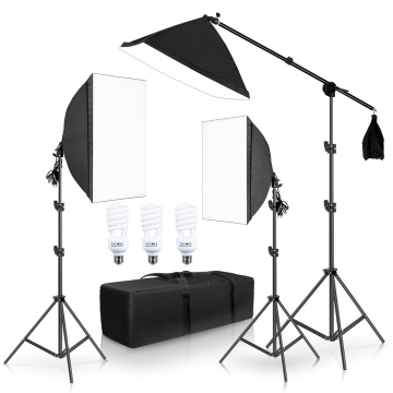 Photography Softbox Lighting Kit Continuous Lights 45W Photo Equipment Studio Accessories With Cantilever Frame Support System