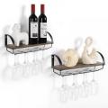 Wall Mounted Wine Racks with Wine Glasses Holder