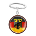 Classic Vintage German National Emblem Design Glass Cabochon Wooden Key Chain Charm Men Women Key Ring Jewelry Gifts Keychains