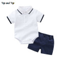 Top and Top Baby Boy Clothing Set Summer Cotton Short Sleeve Romper Tops+Shorts Infant Boys Outfits Toddler Boy Clothes