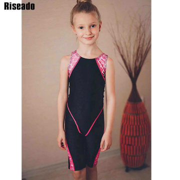 Riseado Sport One Piece Swimsuit 2021 Boyleg Swimwear Girls Racer Back Children Bathing Suit Patchwork Swimming Suit 8-12 Years