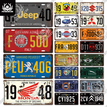 Putuo Decor Car Brand Metal Sign Tin Sign Licenses Plate Decor Vintage Plaque for Garage Man Cave Home Club Loft Wall Decoration