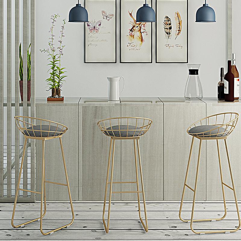 Simple Bar Stool Wrought Iron Bar Chair Stool Bar De Bar Gold High Stool Modern Dining Chair Nordic Golden Furniture