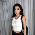 Nibber summer Ribbed knit cute Harajuku crop tops women tank tops 2019stretch Slim white printing camisole Basic tee shirt mujer