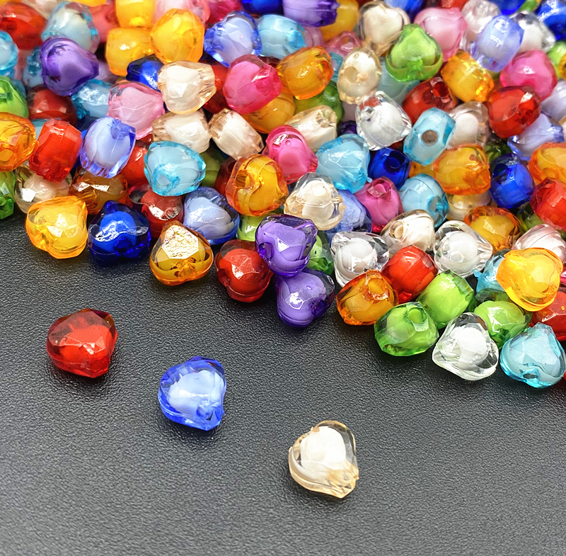 100pcs Heart Shapes Plastic Beads for Jewelry Making Bracelet Necklaces Pendants DIY