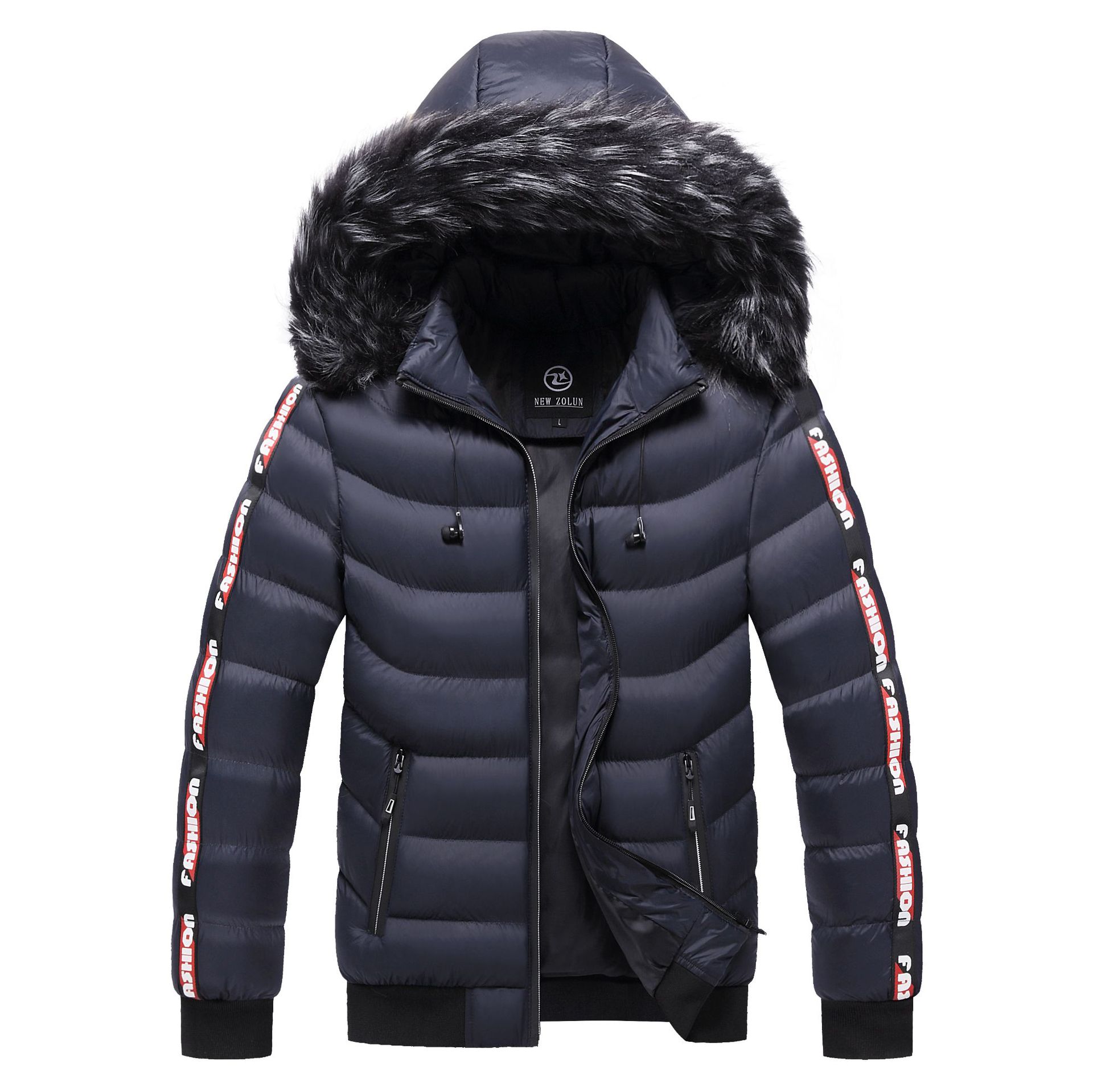 Men's Parka Side Striped Thicken Warm Jackets Coats 2020 Winter New Hooded Windproof Parkas Jacket Male Autumn Windbreak Outwear