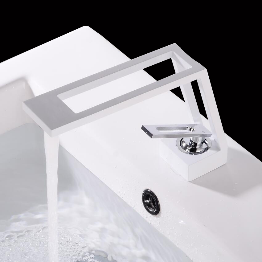 Luxury Bathroom Faucet Hollow design Bathroom Basin Faucet Cold & Hot Water Mixer Sink Tap Single Handle Deck Mounted Black Tap