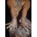 Stretch Rhinestones Gloves Fashion Mesh Transparent Long Mittens Lady Singer Dancer Stage Performance Wear Crystal Stones Gloves