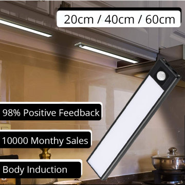20/40/60CM Under Cabinet Light PIR Motion Sensor Thermal LED USB Rechargeable Ultra thin Aluminum Shell Lamp Night Light