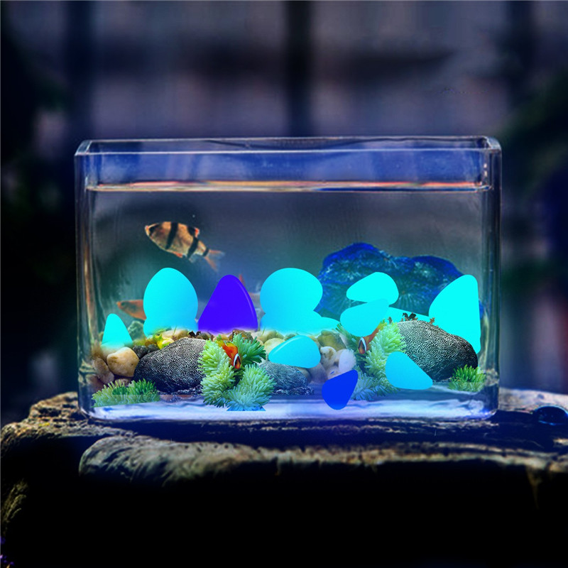 Balleenshiny Colorful Garden Ornaments Stone Glow in the Dark Garden Luminous Pebbles Rocks for Walkways Fish Tank Decorations