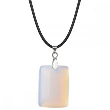 Opalite 25x35mm Rectangle Stone Pendant Necklace for women Men