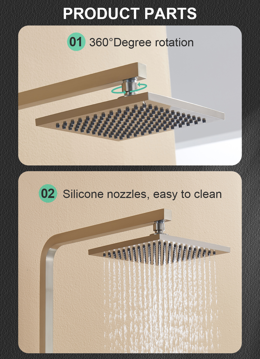 Rain Shower System In Brushed Nickel