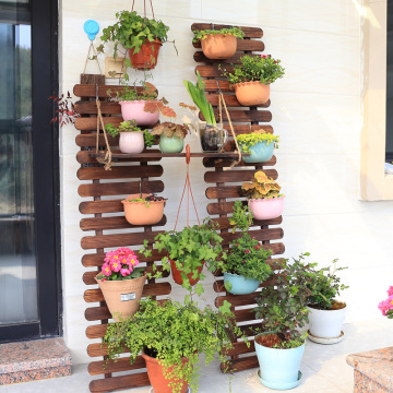 590 Balcony flower stand hanging solid wood wall hanging flower shelf outdoor flower pot hanger anticorrosive wood wall hanging