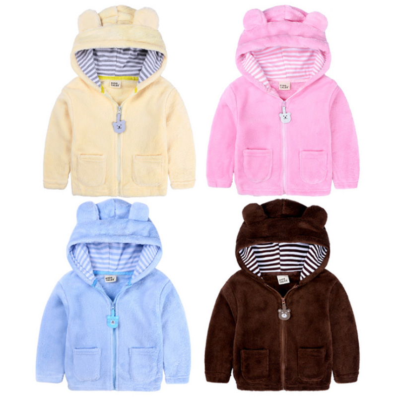 Baby Coat Boy Girl Jacket Toddler Hooded Costume Bear Clothes Outerwear Fashion Solid Outfits Soft Long Sleeve for 3-24 Months