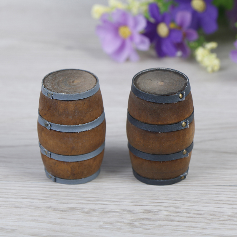 1:12 Scale Mini Dollhouse Wooden Red Wine Barrel Miniature Beer Barrel Beer Cask Beer Keg for Dolls House Decoration Accessories