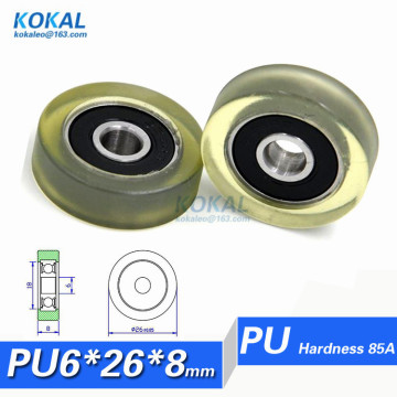 [PU0626-8]Free shipping 10PCS 6*26*8mm inner 6mm PU TPU bearing roller bike drawer TPU bearing pulley
